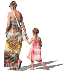 mother and daughter walking hand in hand