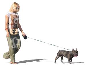 woman walking a dog