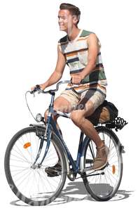 young man riding a bike in summer