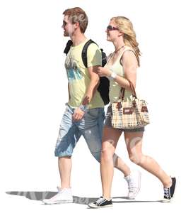 couple walking hand in hand in summertime