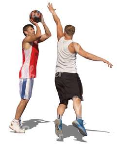 two men playing basketball