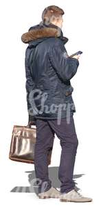 man with a phone and a briefcase