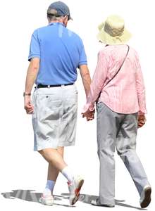 cut out elderly couple walking hand in hand