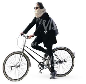 woman in black riding a bicycle