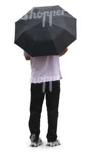 man standing under an umbrella