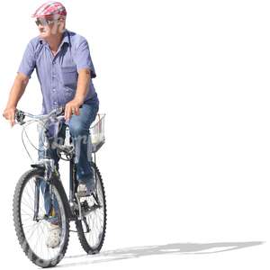 middle-aged man riding a bicycle