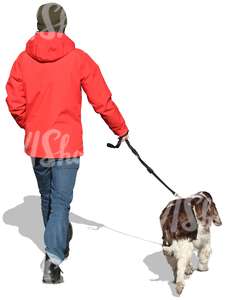 cut out man walking with a dog