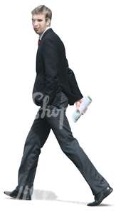 cut out young businessman walking
