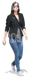 cut out woman in jeans walking