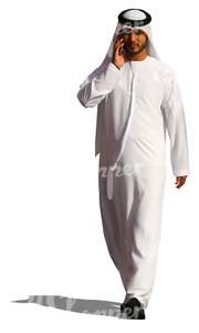 arab man walking and talking on the phone