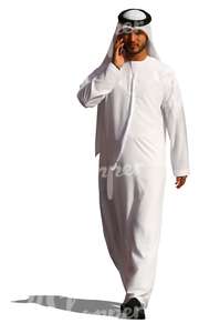 arab man walking and talking on the phone