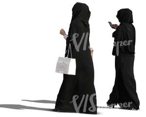 two muslim women with shopping bags