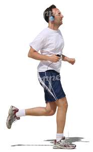 man with headphones jogging