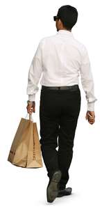 businessman with shopping bags walking