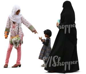 muslim woman with two daughters