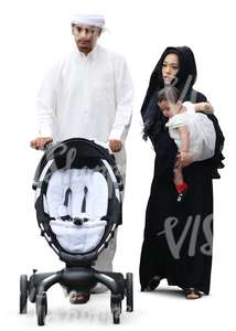 arab family walking with a baby