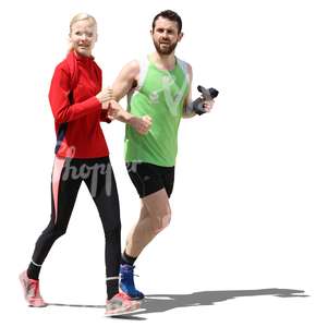 man and woman jogging