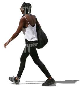 cut out african woman walking in summertime 