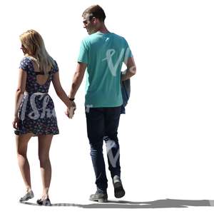 cut out backlit couple walking hand in hand