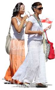 two women in long summer skirts walking