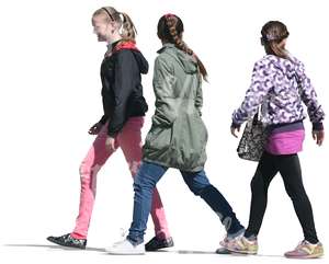 three teenage girls walking together
