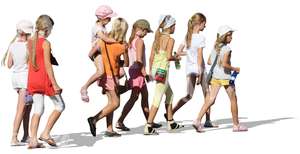 group of young blonde girls walking