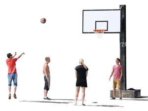 cut out group playing basketball