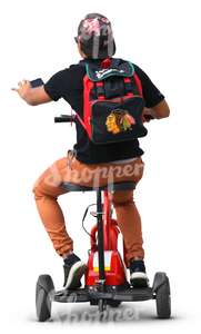 cut out man riding a tricycle