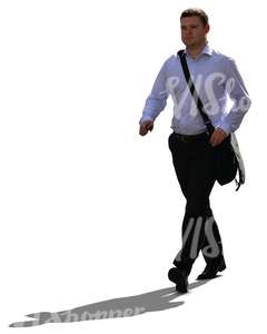 cut out backlit businessman walking