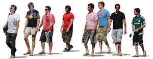 group of men in shorts walking