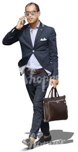 cut out businessman talking on the phone