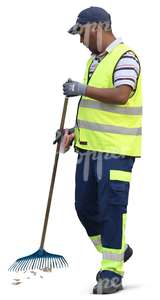 cut out worker cleaning streets