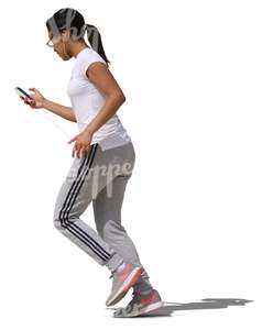 woman jogging while listening to music