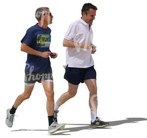 two men jogging and talking