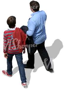 father and son walking