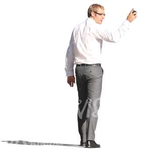cut out businessman walking and looking back