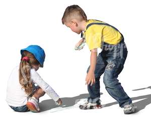 two children drawing on the street