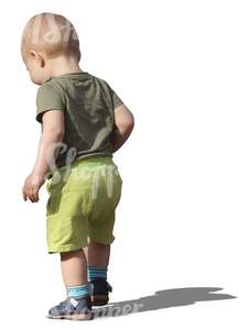 toddler in green pants walking