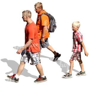 father with two sons walking