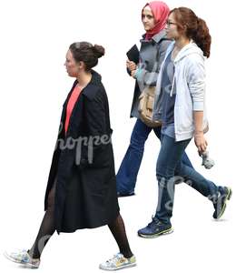 three women walking