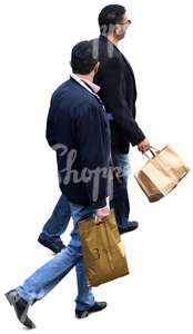 two men with shopping bags walking