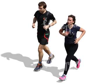 man and woman jogging