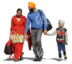 indian family walking hand in hand