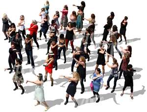 group of women dancing in the street