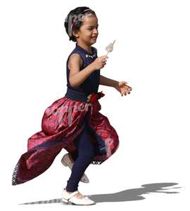 indian girl running with ice cream in her hand