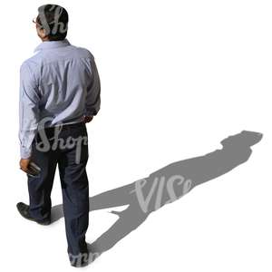 indian businessman walking seen from above