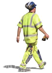 construction worker with a helmet walking