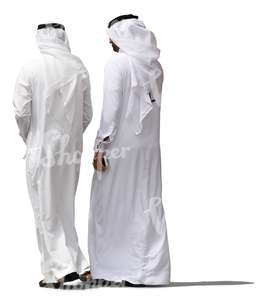 two arab man wearing dishdashas walking