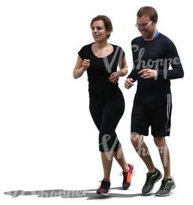 man and woman jogging together