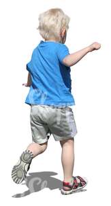 cut out blond boy running